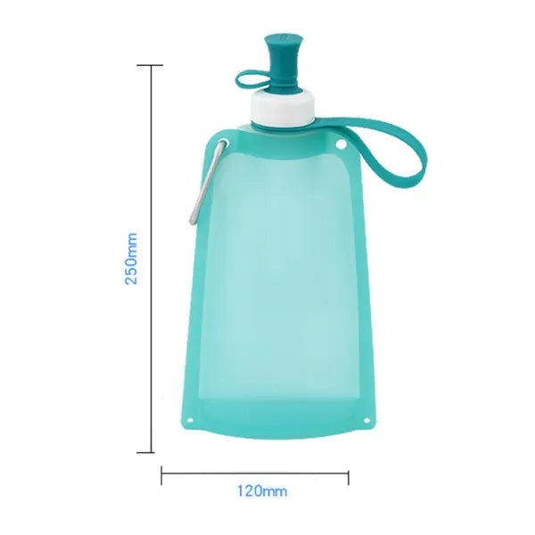 17oz Collapsible Silicone Water Bottle with Carabiner