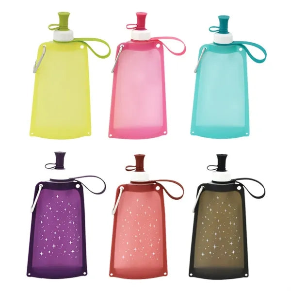 17oz Collapsible Silicone Water Bottle with Carabiner