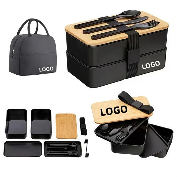 Bamboo-Lid Double-Layer Bento Box
