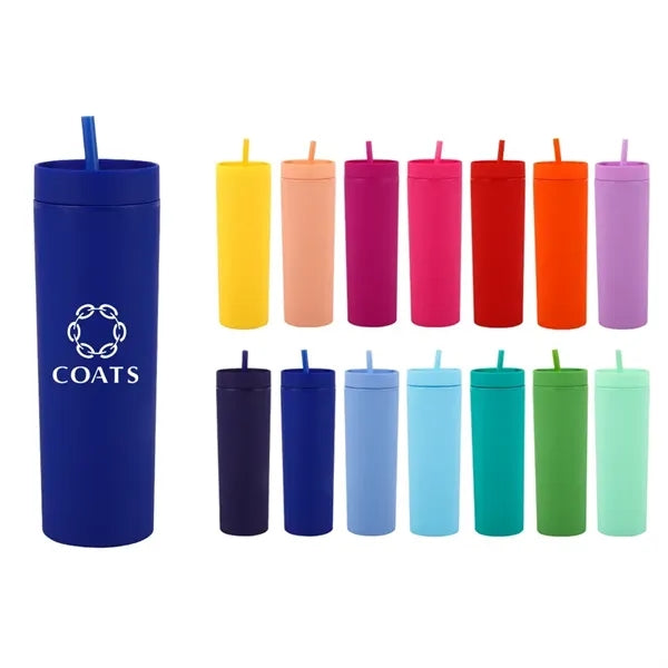 16Oz Skinny Tumblers with Lids and Straws