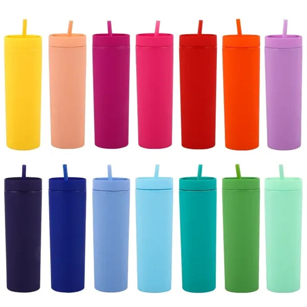 16Oz Skinny Tumblers with Lids and Straws