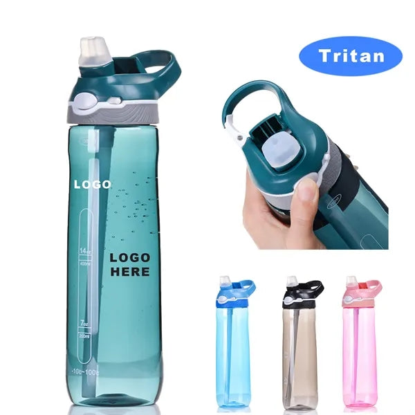 25oz Tritan Sports Water Bottle with Straw and Handle