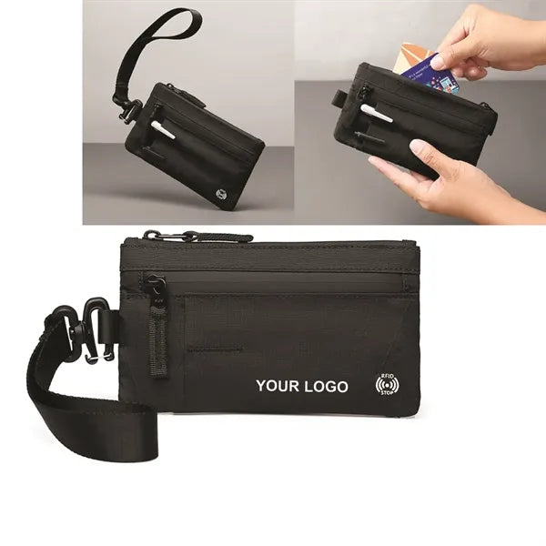 RFID Blocking Zip Clutch Card Wallet