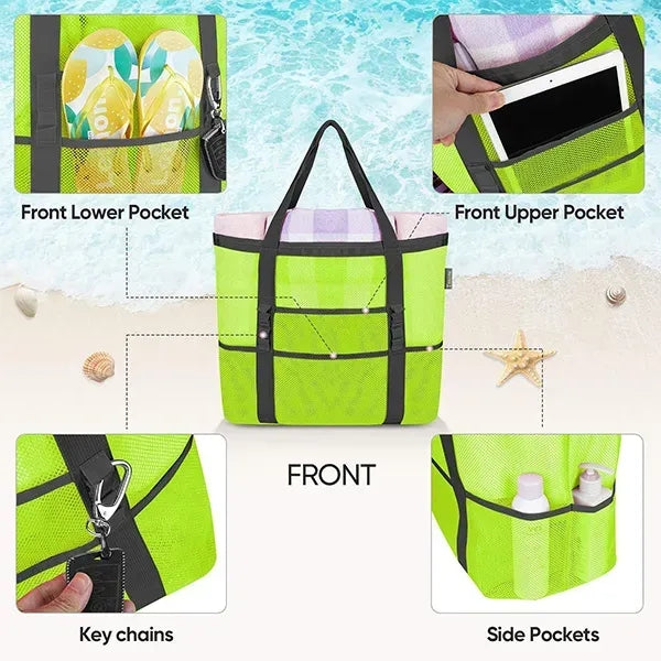 Durable Nylon Beach Mesh Picnic Duffel Travel Play Tote Bag
