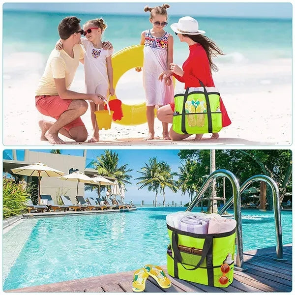 Durable Nylon Beach Mesh Picnic Duffel Travel Play Tote Bag