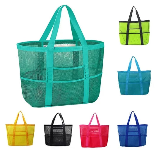 Durable Nylon Beach Mesh Picnic Duffel Travel Play Tote Bag