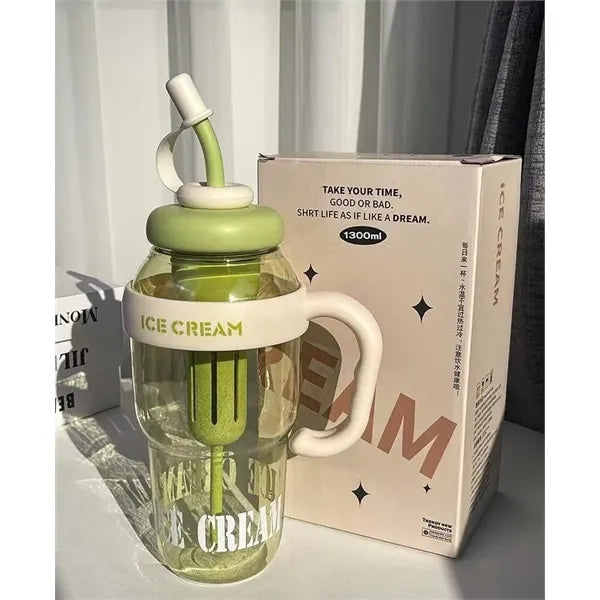 44oz Sports Water Bottle with Straw, Handle Dust Cover