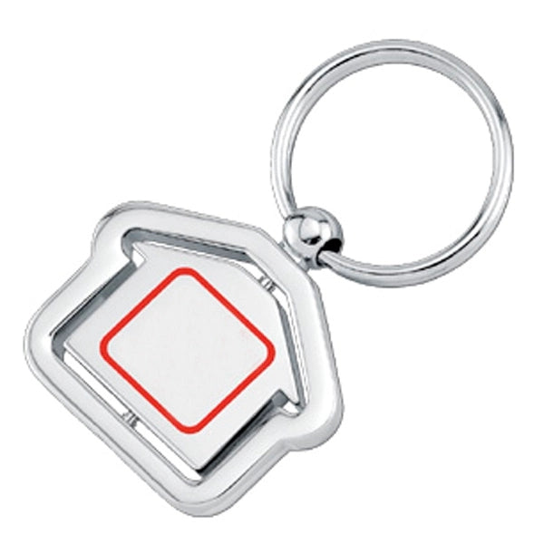 House Shaped Spinning Silver Key Chain