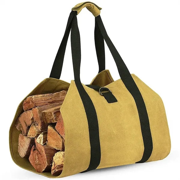Fireplace Carrier Waxed Canvas Fire Place Sturdy Wood