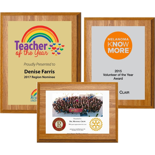 8" x 10" Oak Plaque with Full Color Sublimated Imprint