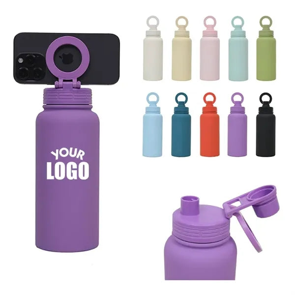 33oz Stainless Steel Water Bottle With Magnetic Phone Holder