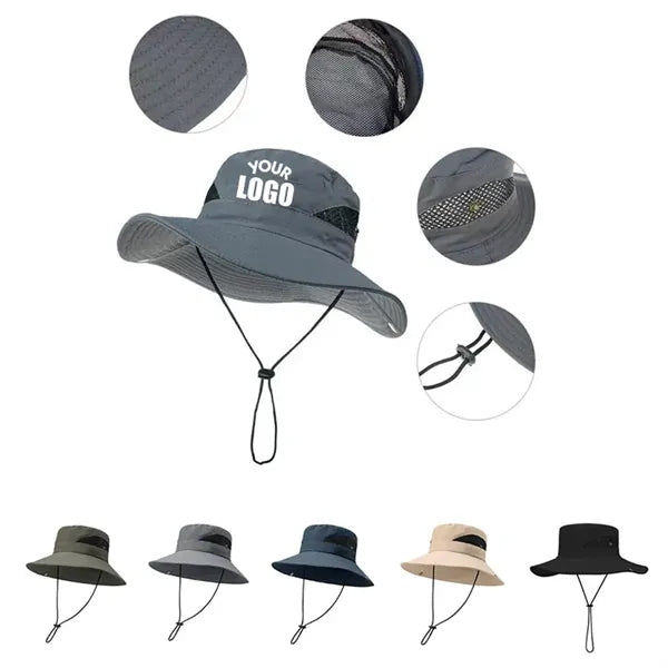 UV Protection Mesh Wide Brim Bucket Hat
