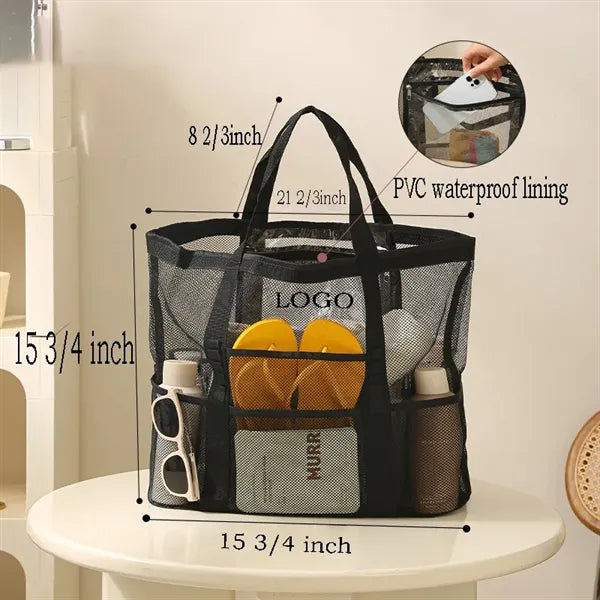 Large Mesh Beach Bag w/ Multiple Pockets