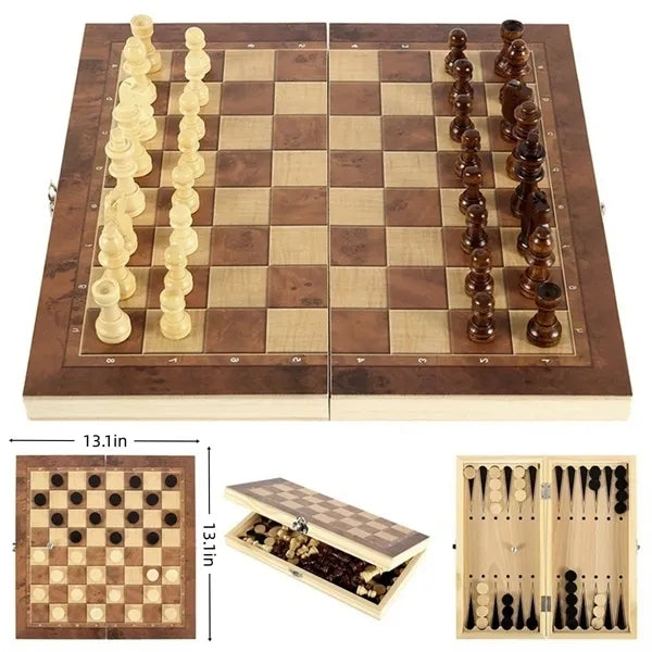 Chess Set Folding Wooden Standard Travel International