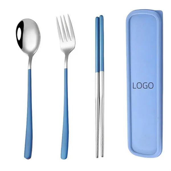 3 Piece Portable Flatware Set Chopsticks Fork and Spoon