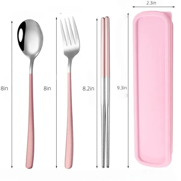 3 Piece Portable Flatware Set Chopsticks Fork and Spoon