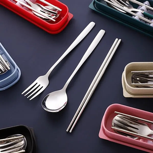 3 Piece Portable Flatware Set Chopsticks Fork and Spoon