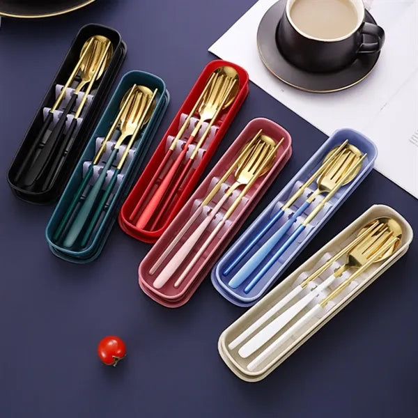 3 Piece Portable Flatware Set Chopsticks Fork and Spoon