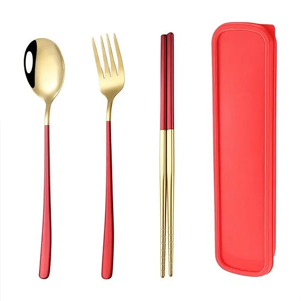 3 Piece Portable Flatware Set Chopsticks Fork and Spoon