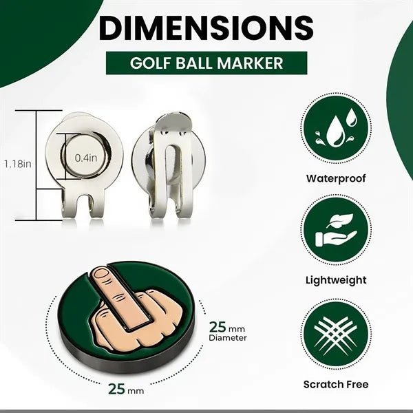 Middle Finger Golf Ball Marker Magnetic Hat Clip