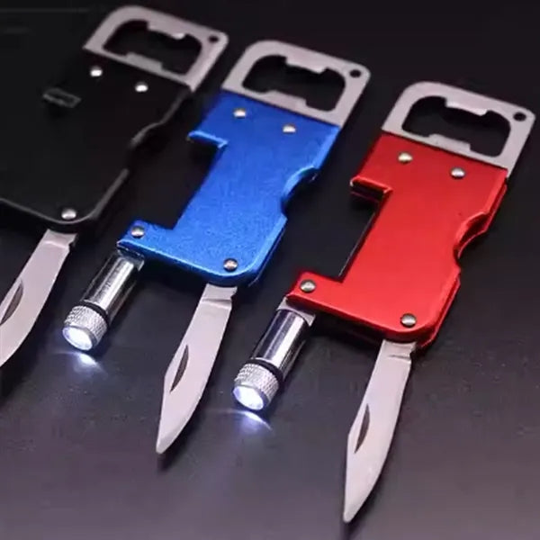 Multi Function Tool with Knife Flashlight and Bottle Opener