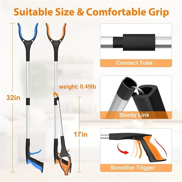 32" Long Foldable Lightweight Grabber Reacher Tool