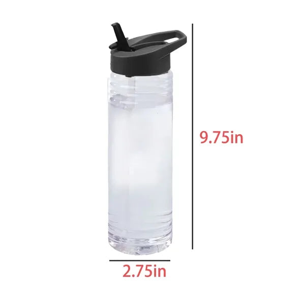 23Oz. Clear Sports Water Bottle with Flip Straw Lid