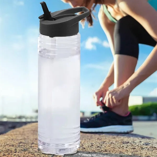 23Oz. Clear Sports Water Bottle with Flip Straw Lid