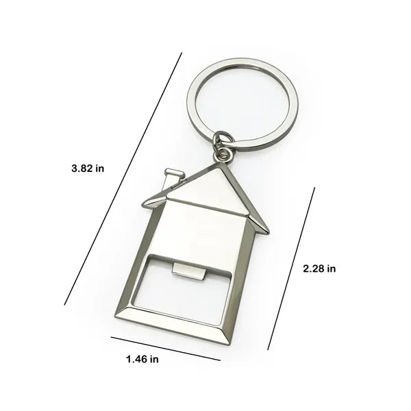 House Shaped Metal Bottle Opener Keychain