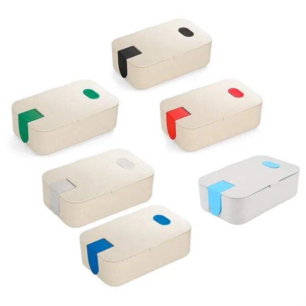 Wheat Straw Lunch Box W/ Divider and Detachable Phone Stand