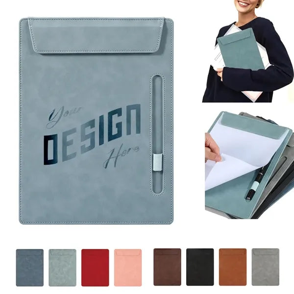 Magnetic Leather Clipboard with Pen Holder