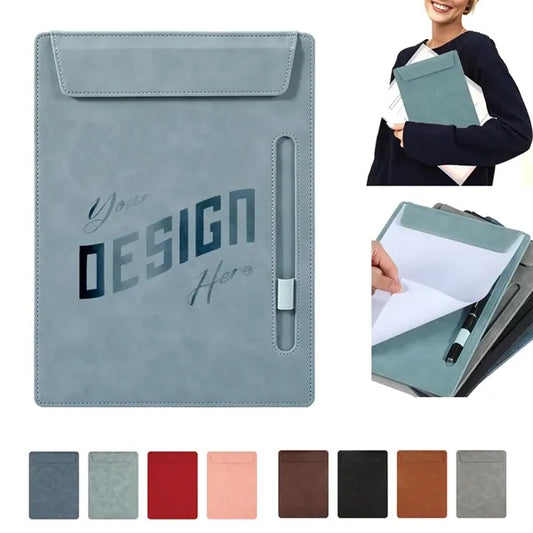 Magnetic Leather Clipboard with Pen Holder