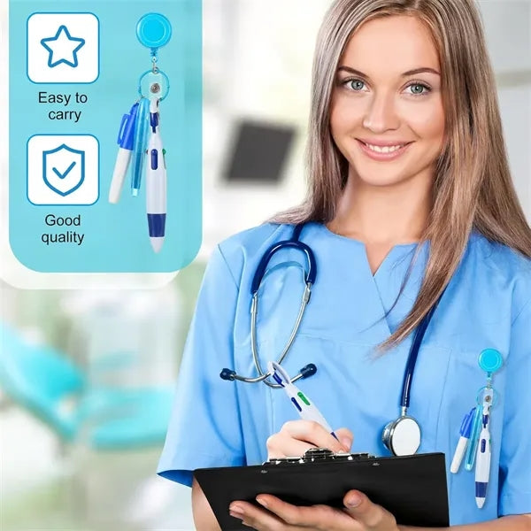 Nurse Pen Set Medical Retractable ID Buckle Badge Holder