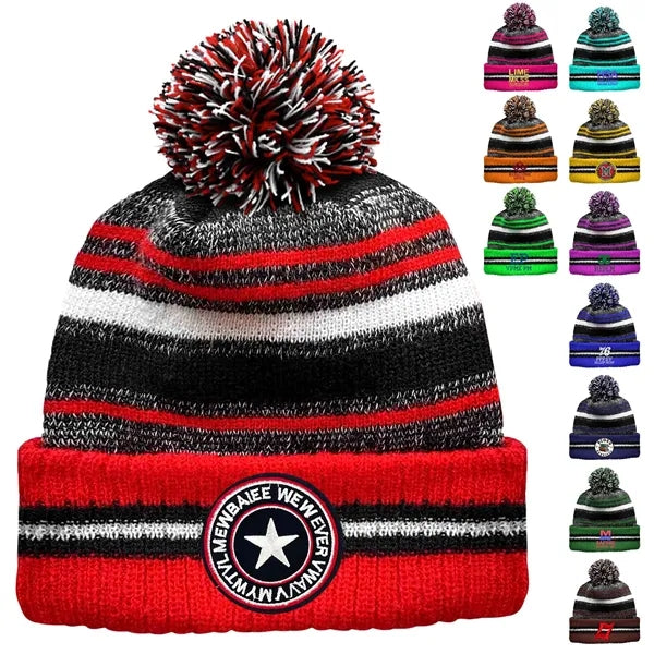Classic Cuff Winter Beanie Hat with Pom Toque