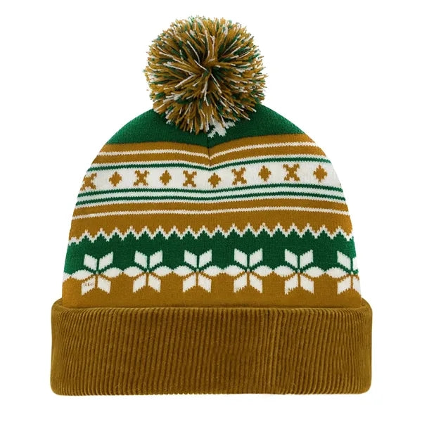 Knitted Acrylic Cuff Winter Beanie with Pom