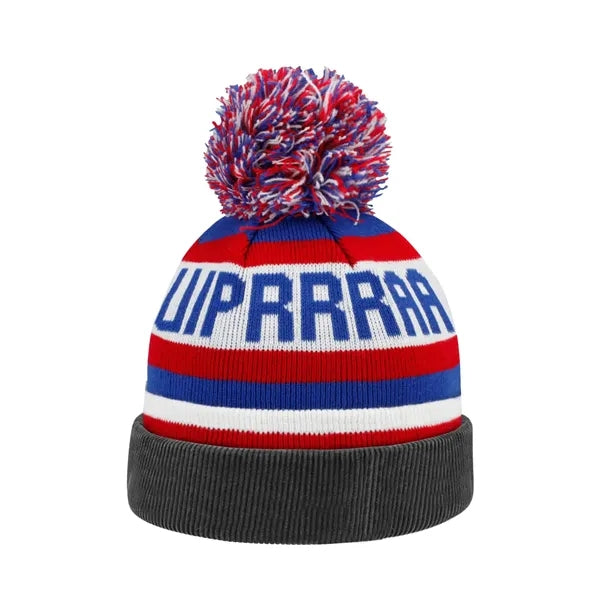Knitted Acrylic Cuff Winter Beanie with Pom