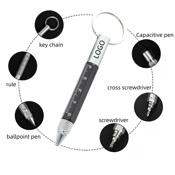 Multi-Purpose Mini Keychain Metal Ballpoint Pen