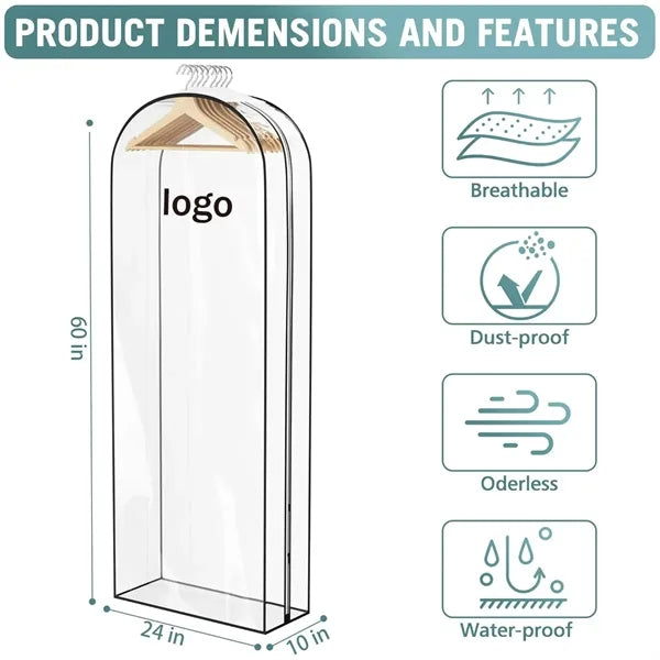 60 in Clear Garment Bag for Hanging Clothes