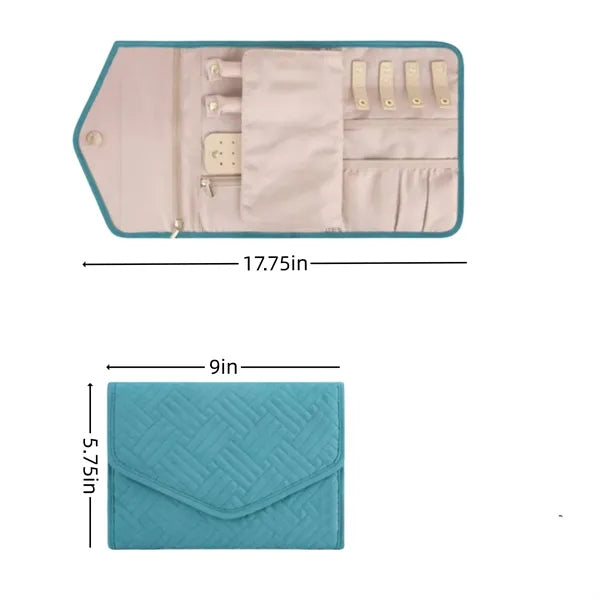 Compact Jewelry Organizer Roll for Travel Storage