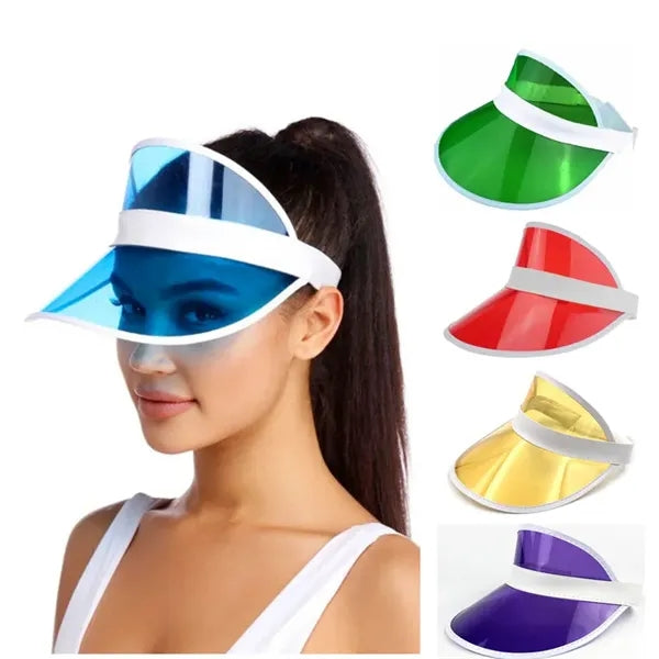 Beach Plastic Adult Neon Sun Cap Empty Top Visor Hat