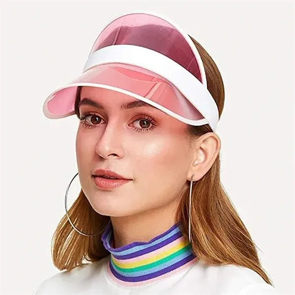 Beach Plastic Adult Neon Sun Cap Empty Top Visor Hat