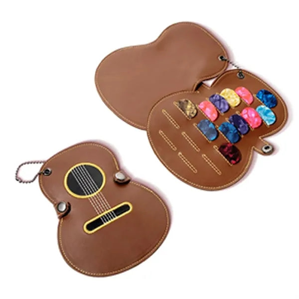 Mini Large Capacity Guitar Leather Embroidered Pick Bag