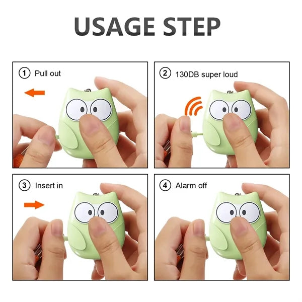 Owl Shape Environmentally Friendly Safety Alarm Keychain