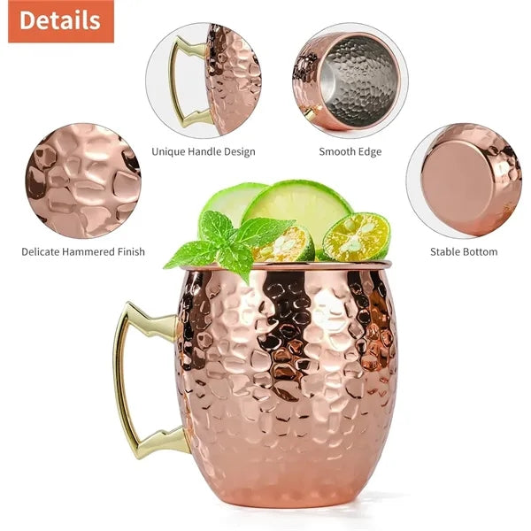 Moscow Mule Mugs 16 oz Hammered Copper Cups