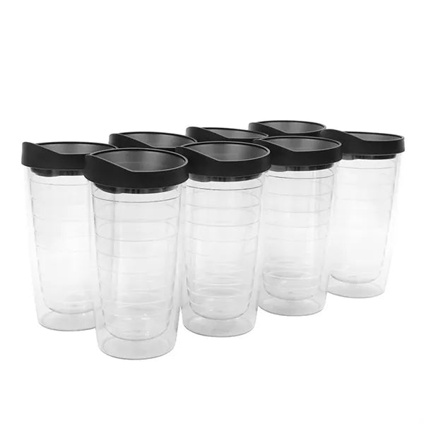 24oz Clear Double-Layer Plastic Tumbler Portable