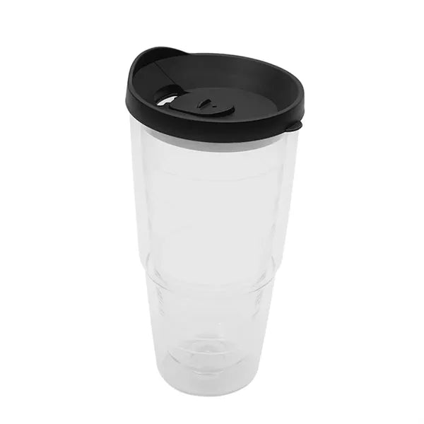 24oz Clear Double-Layer Plastic Tumbler Portable