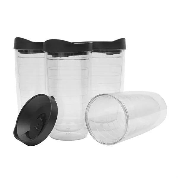 24oz Clear Double-Layer Plastic Tumbler Portable