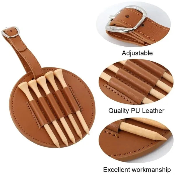 Leather Golf Tee Holder Carry Pouch Bag
