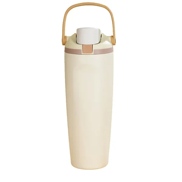30oz Stainless Steel Foldable Handle Water Bottle with Straw