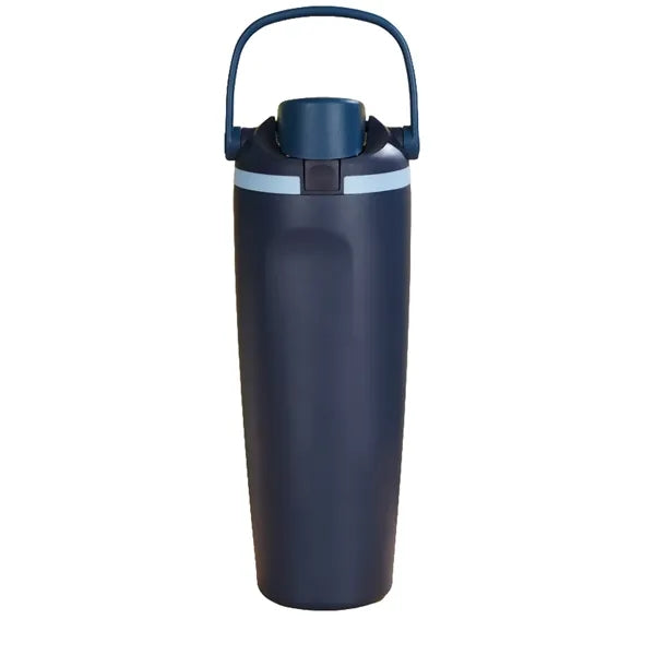 30oz Stainless Steel Foldable Handle Water Bottle with Straw